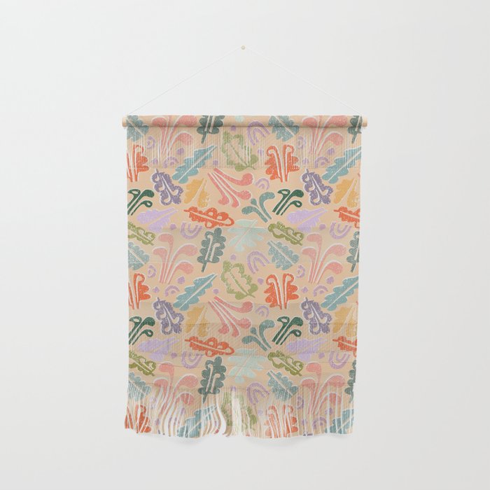 Block print leaves pattern peachy Wall Hanging Gallery Image 1