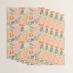 Block print leaves pattern peachy Wrapping Paper Gallery Image 3