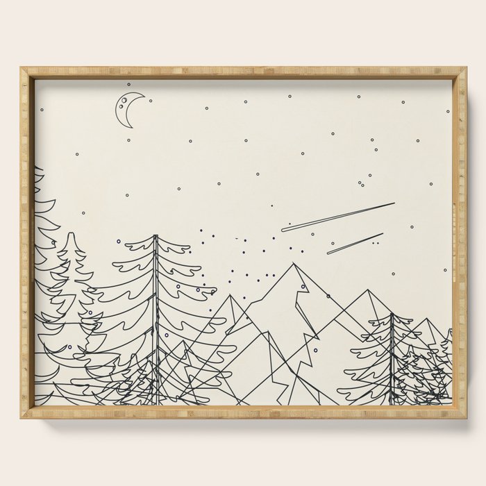 Minimal Line Mountain Beauty I Serving Tray Gallery Image 1