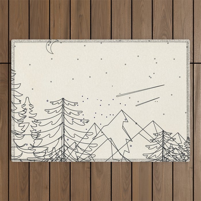 Minimal Line Mountain Beauty I Outdoor Rug Gallery Image 1