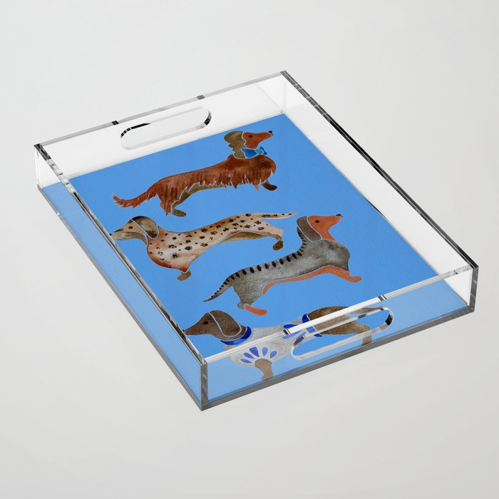 Dachshunds - Cornflower Blue Palette Acrylic Tray Gallery Image 1