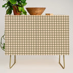Gingham Plaid Olive Vintage Green Credenza Gallery Image 1