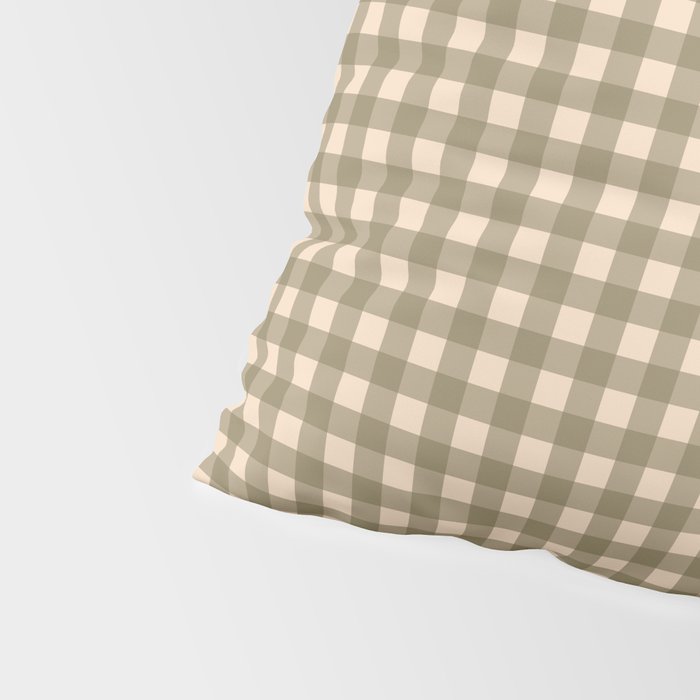 Gingham Plaid Olive Vintage Green Pillow Sham Gallery Image 4
