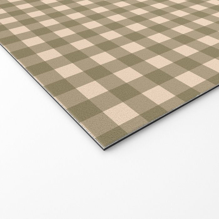 Gingham Plaid Olive Vintage Green Welcome Mat Gallery Image 2