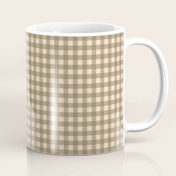 Gingham Plaid Olive Vintage Green Coffee Mug Gallery Image 1