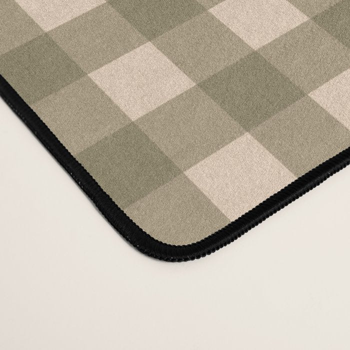 Gingham Plaid Olive Vintage Green Desk Mat Gallery Image 4