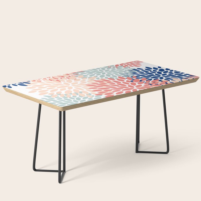 Floral Blooms, Coral, Navy, Aqua Coffee Table Gallery Image 1