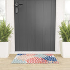 Floral Blooms, Coral, Navy, Aqua Welcome Mat Gallery Image 3