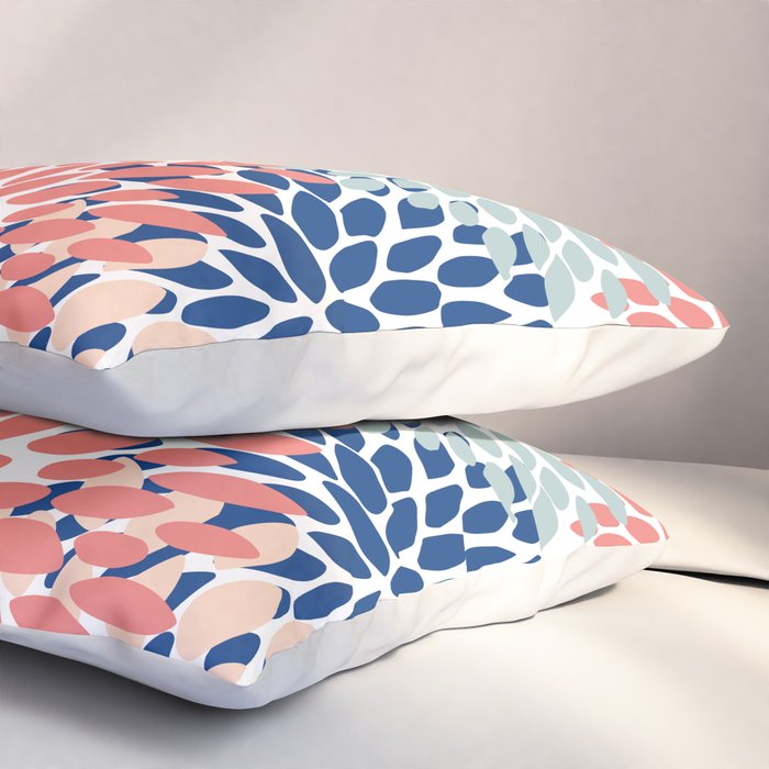 Floral Blooms, Coral, Navy, Aqua Pillow Sham Gallery Image 3