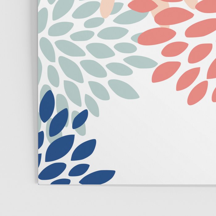 Floral Blooms, Coral, Navy, Aqua Poster Gallery Image 3