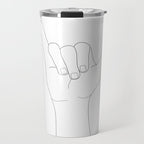 Minimal Line Art Shaka Hand Gesture Travel Mug Gallery Image 1