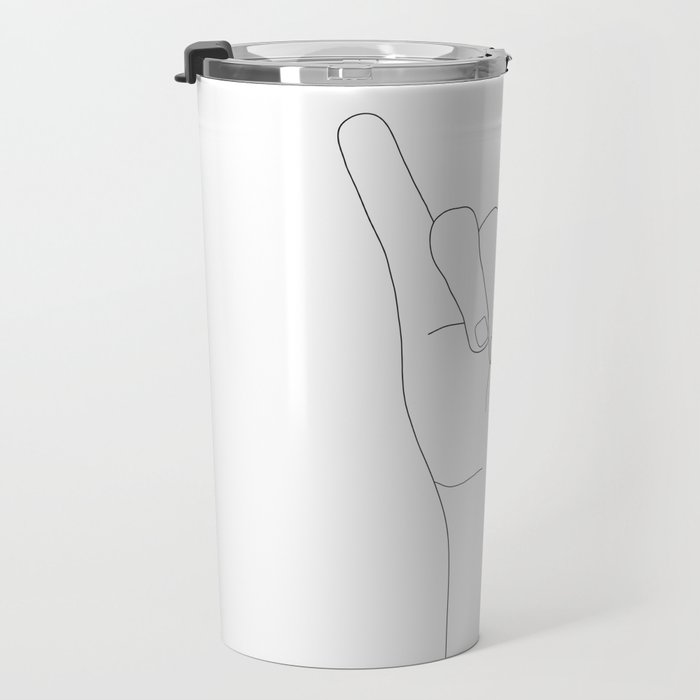 Minimal Line Art Shaka Hand Gesture Travel Mug Gallery Image 3