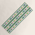 Scandi-Floral Stripes Green Pink Blue Yoga Mat Gallery Image 1