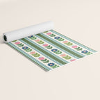 Scandi-Floral Stripes Green Pink Blue Yoga Mat Gallery Image 2