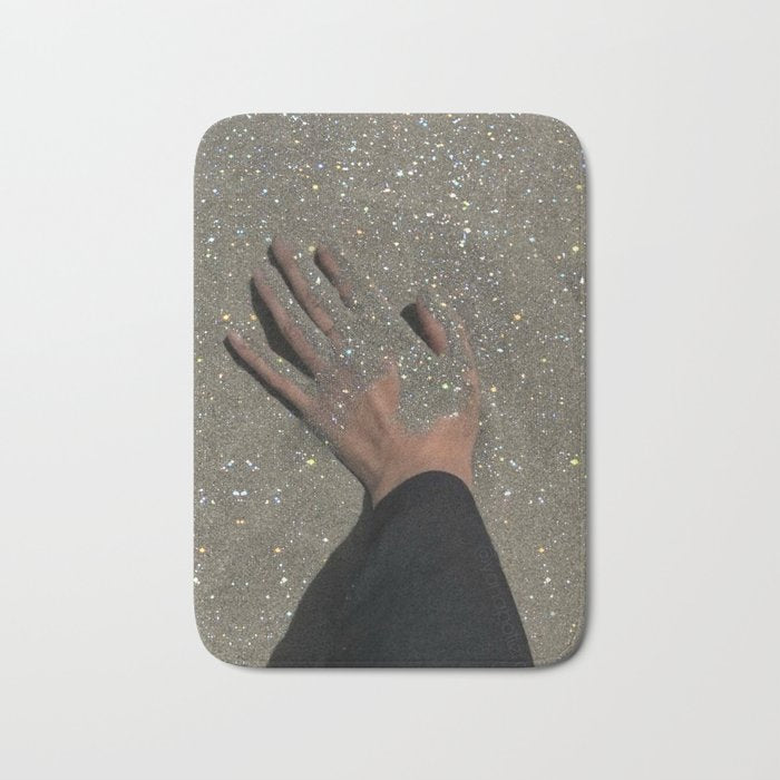 TOUCHING THE GOLDEN SAND | beach | summer | collage | glitter | warm | sunshine | summer | hand  Bath Mat Gallery Image 1