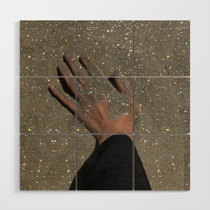 TOUCHING THE GOLDEN SAND | beach | summer | collage | glitter | warm | sunshine | summer | hand  Wood Wall Art Gallery Image 1