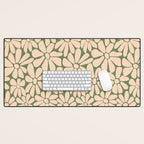 Retro Floral - Green and Cream  Desk Mat Gallery Image 1