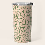 Retro Floral - Green and Cream  Travel Mug Gallery Image 2