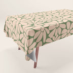 Retro Floral - Green and Cream  Tablecloth Gallery Image 1
