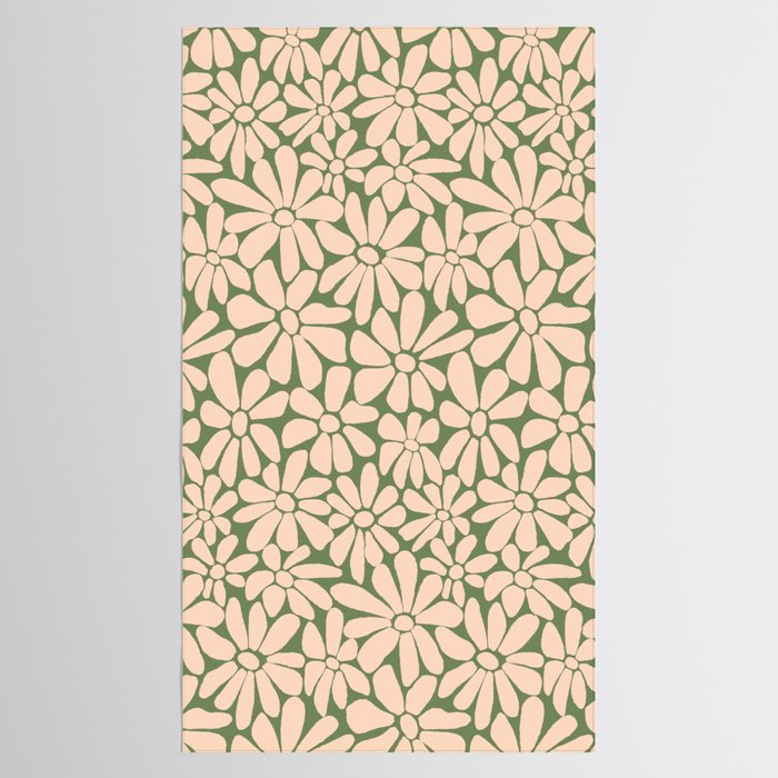 Retro Floral - Green and Cream  Tablecloth Gallery Image 2