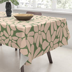 Retro Floral - Green and Cream  Tablecloth Gallery Image 3
