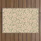 Retro Floral - Green and Cream  Outdoor Rug Gallery Image 1