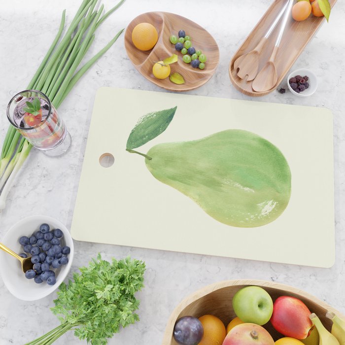 Pear Watercolor Illustration Cutting Board Gallery Image 2