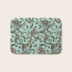 Lush Tropical Lemur Monkey Paradise Turquoise Bath Mat Gallery Image 1