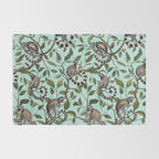 Lush Tropical Lemur Monkey Paradise Turquoise Rug Gallery Image 2
