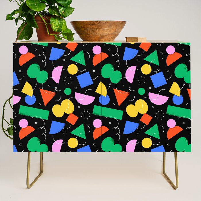 Colorful abstract geometric shape art pattern Credenza Gallery Image 1