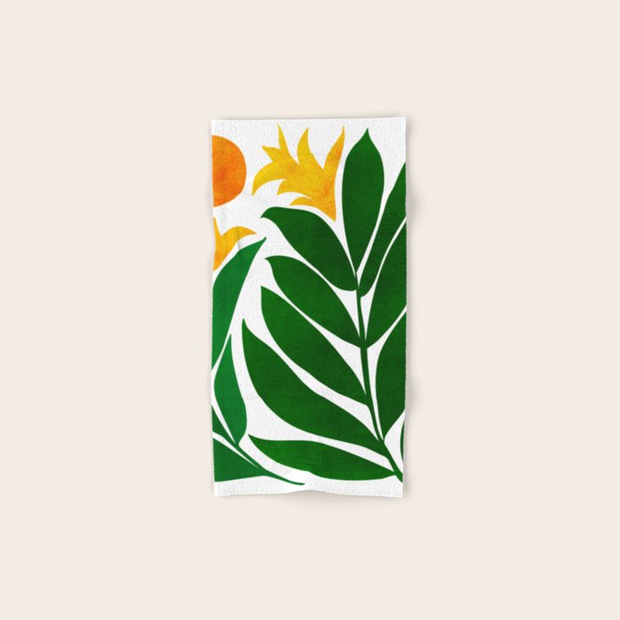 Mid Century Emerald Garden Botanical Bath Towel Gallery Image 1