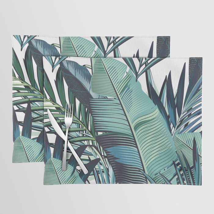 Tropical, Palm Trees, Green and Blue, Abstract Placemat Gallery Image 1