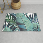 Tropical, Palm Trees, Green and Blue, Abstract Rug Gallery Image 1