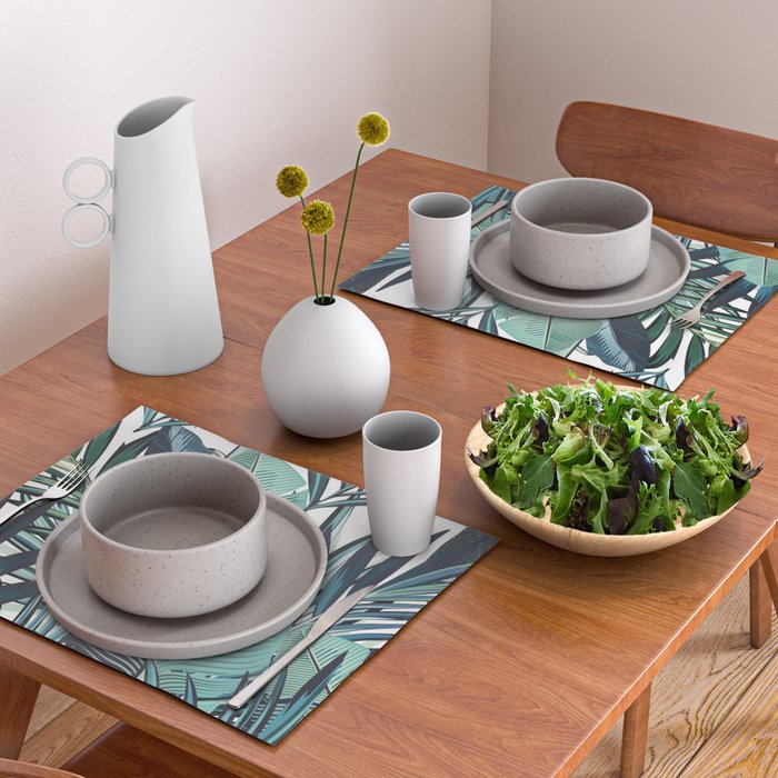 Tropical, Palm Trees, Green and Blue, Abstract Placemat Gallery Image 2