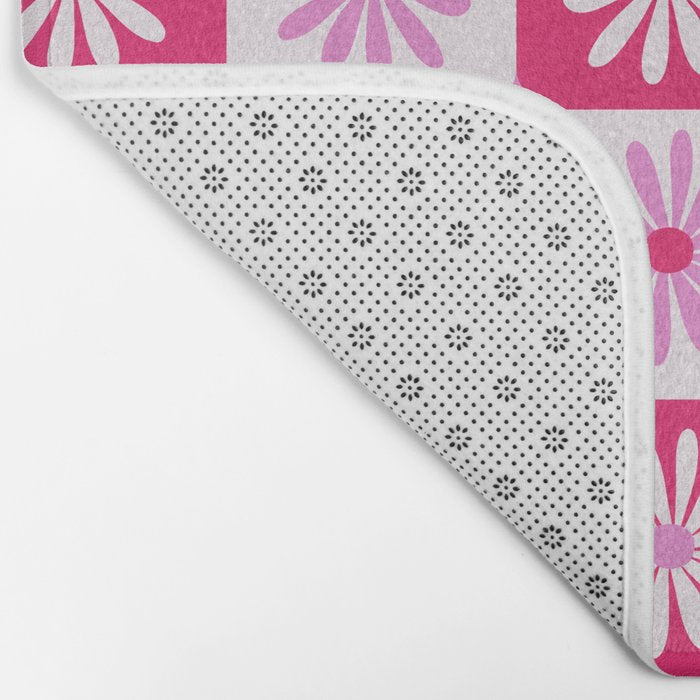 Checkered Daisies - Pink Bath Mat Gallery Image 2