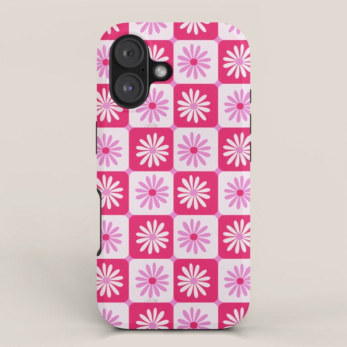 Checkered Daisies - Pink iPhone Case Gallery Image 1