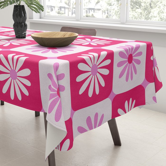 Checkered Daisies - Pink Tablecloth Gallery Image 3