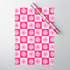 Checkered Daisies - Pink Wrapping Paper Gallery Image 1