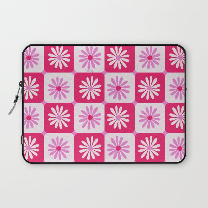 Checkered Daisies - Pink Laptop Sleeve Gallery Image 1