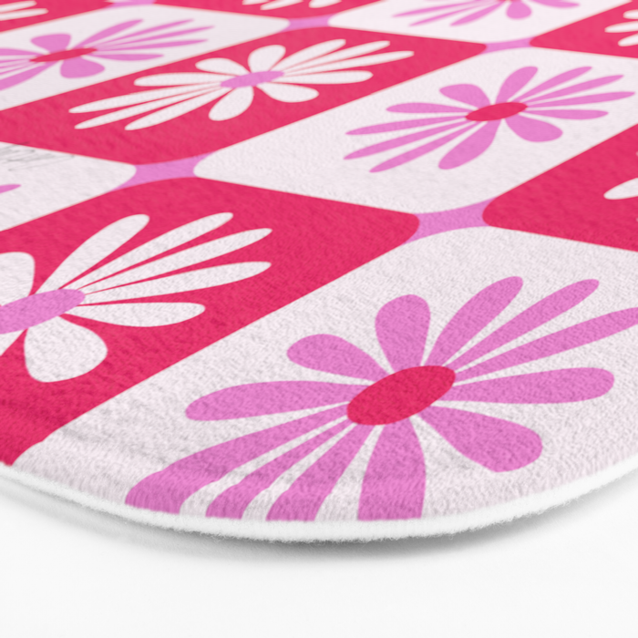 Checkered Daisies - Pink Bath Mat Gallery Image 3