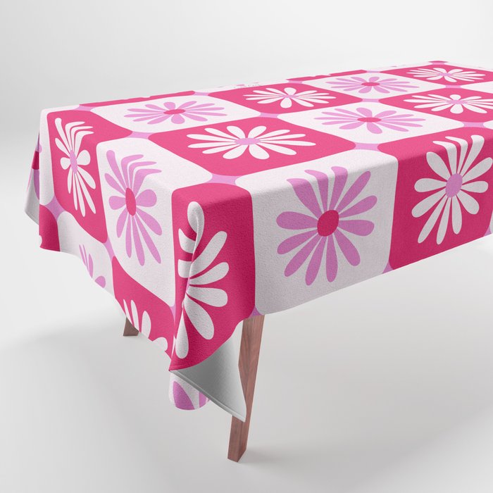 Checkered Daisies - Pink Tablecloth Gallery Image 1
