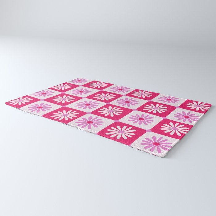 Checkered Daisies - Pink Rug Gallery Image 3