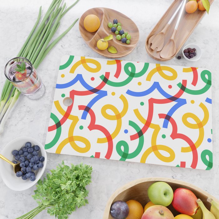 Colorful fun line doodle art pattern Cutting Board Gallery Image 2