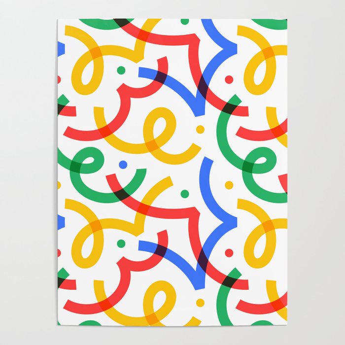 Colorful fun line doodle art pattern Poster Gallery Image 4