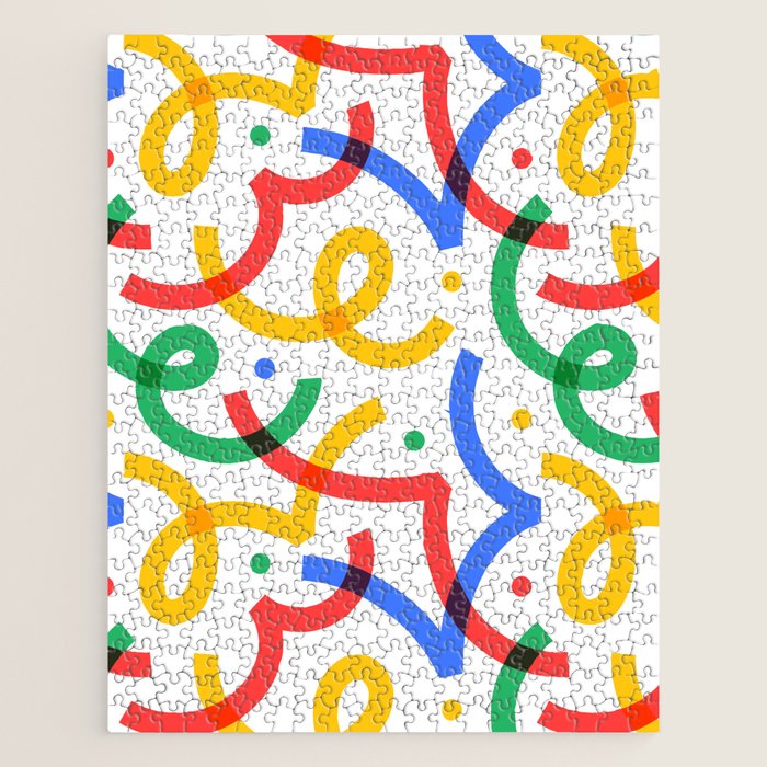 Colorful fun line doodle art pattern Jigsaw Puzzle Gallery Image 1