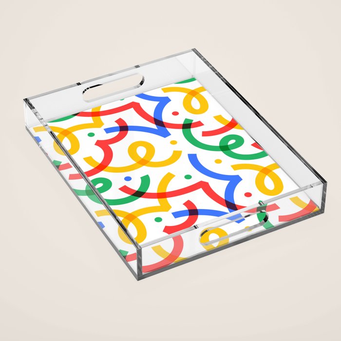 Colorful fun line doodle art pattern Acrylic Tray Gallery Image 1