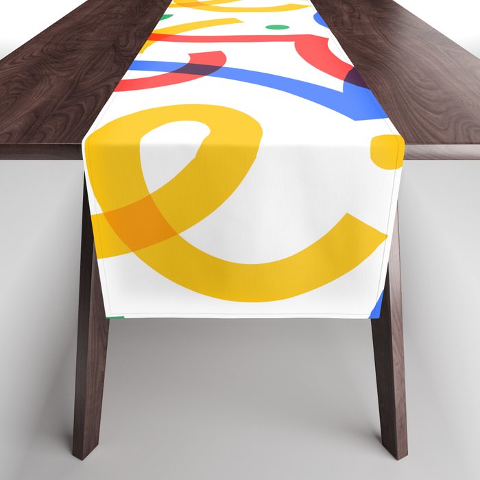 Colorful fun line doodle art pattern Table Runner Gallery Image 1