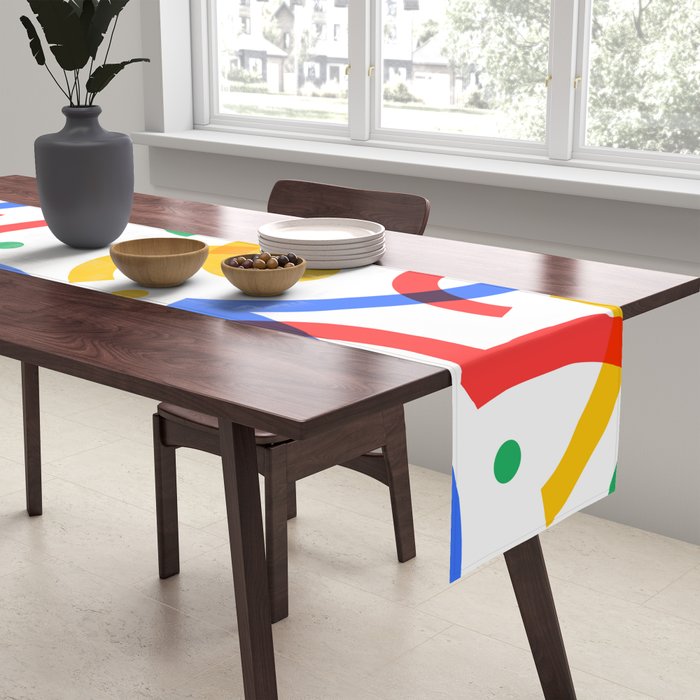 Colorful fun line doodle art pattern Table Runner Gallery Image 2