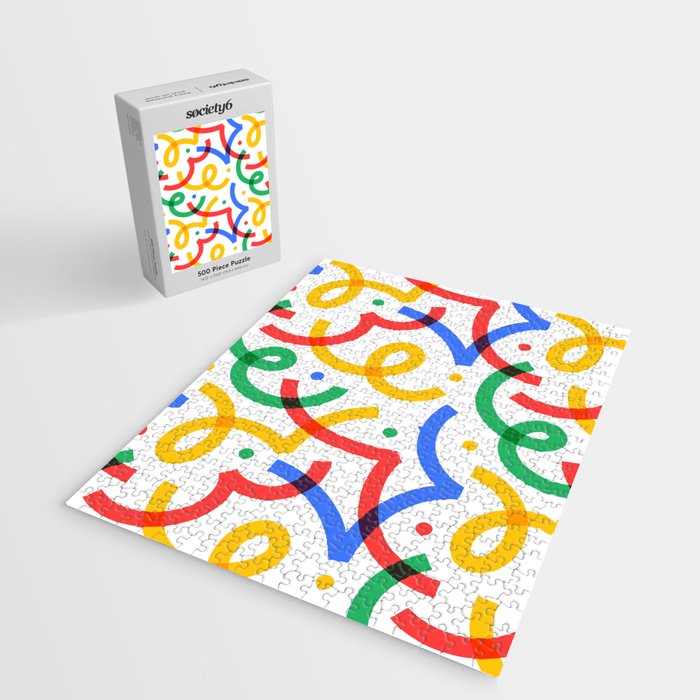 Colorful fun line doodle art pattern Jigsaw Puzzle Gallery Image 2