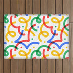 Colorful fun line doodle art pattern Outdoor Rug Gallery Image 1